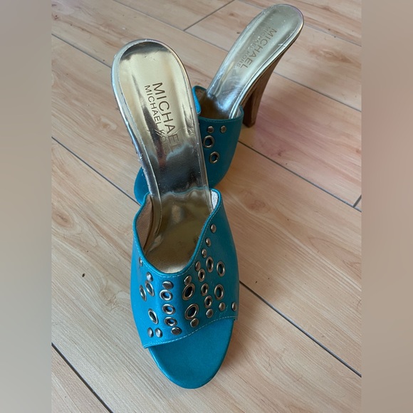 EUC MICHAEL Michael Kors Mule Tuquoise Platforms, S 6 - Picture 3 of 8
